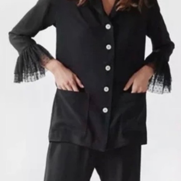 SLEEPER Black Pierrot Party Pajama Top XS - Picture 2 of 6